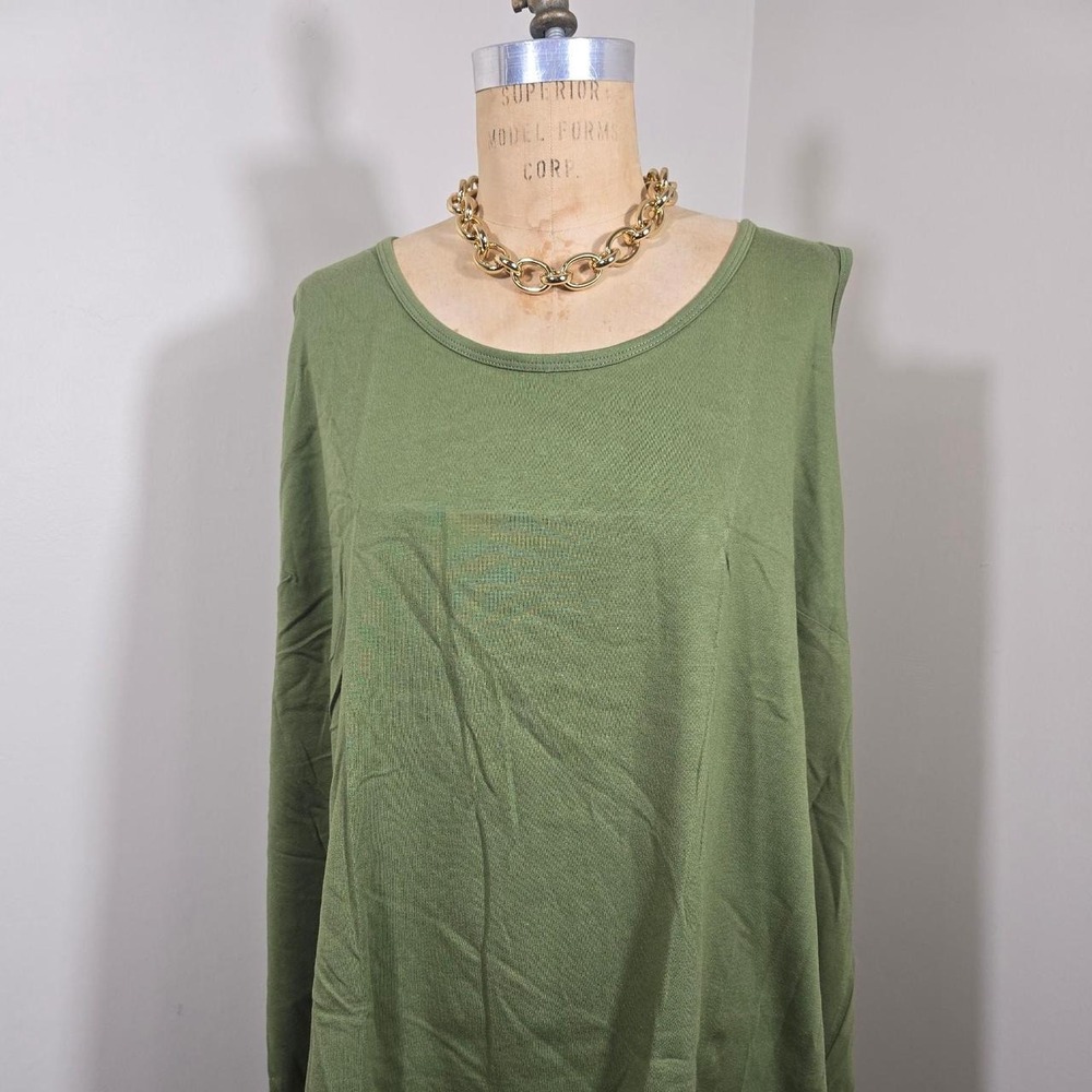 Woman Within olive green 100% cotton long sleeve top size 34/36 4X
